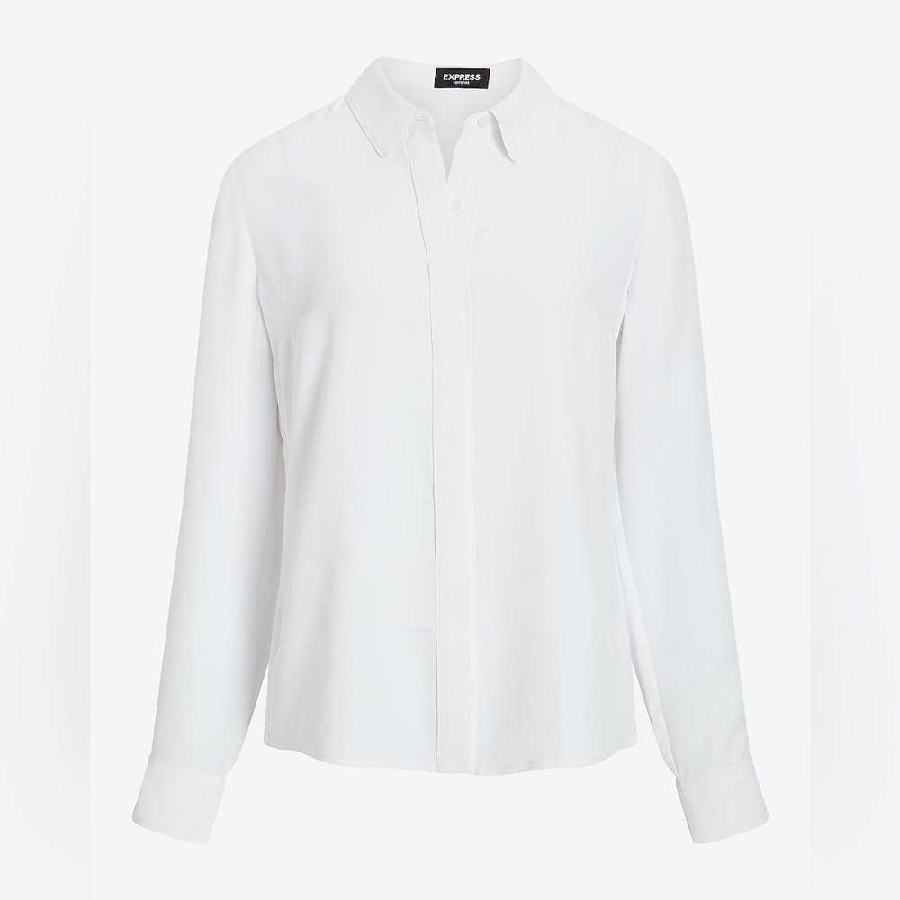Express White Relaxed Button Down Collar Long Sle… - image 8
